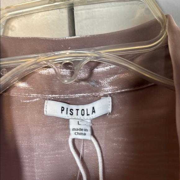 NWT Pistola Shimmering Organza Pink/Plum Button Front Blouse Semi-Sheer - Picture 2 of 15